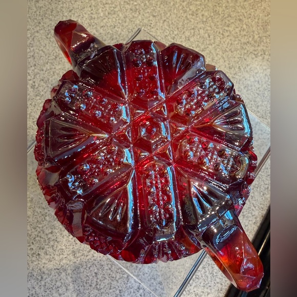 Vtg Westmoreland Ruby Red Sawtooth Point Glass Relish Candy dish - Picture 4 of 6